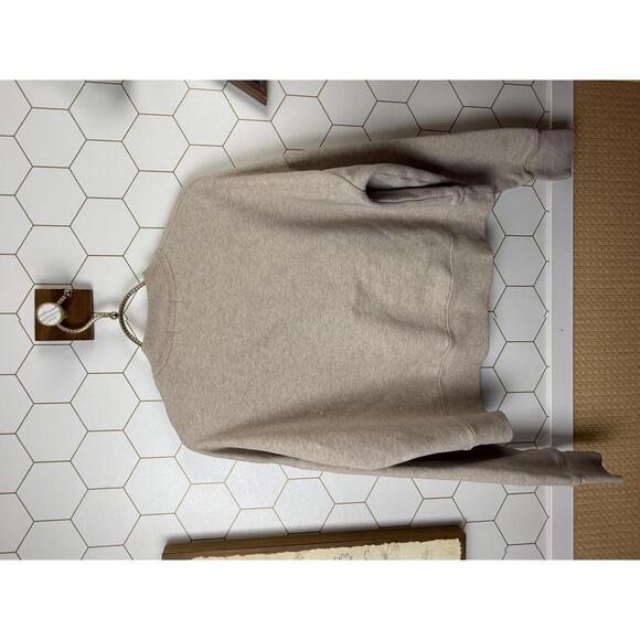 Evereve Beige Cropped Taryn Taped Henley Sweatshirt - Size - Small - Picture 4 of 7